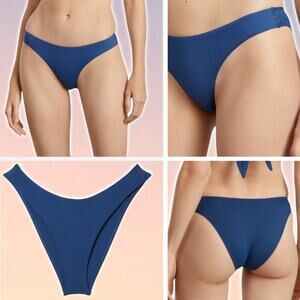 NWT EVERLANE The Thigh-High Bikini Bottom Sz Large Blue Dusk